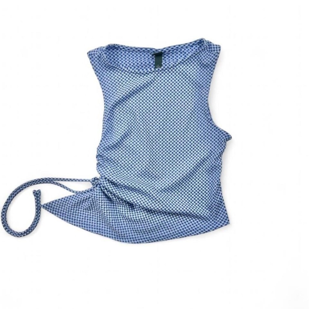 Wild Fable blue gingham side tie top